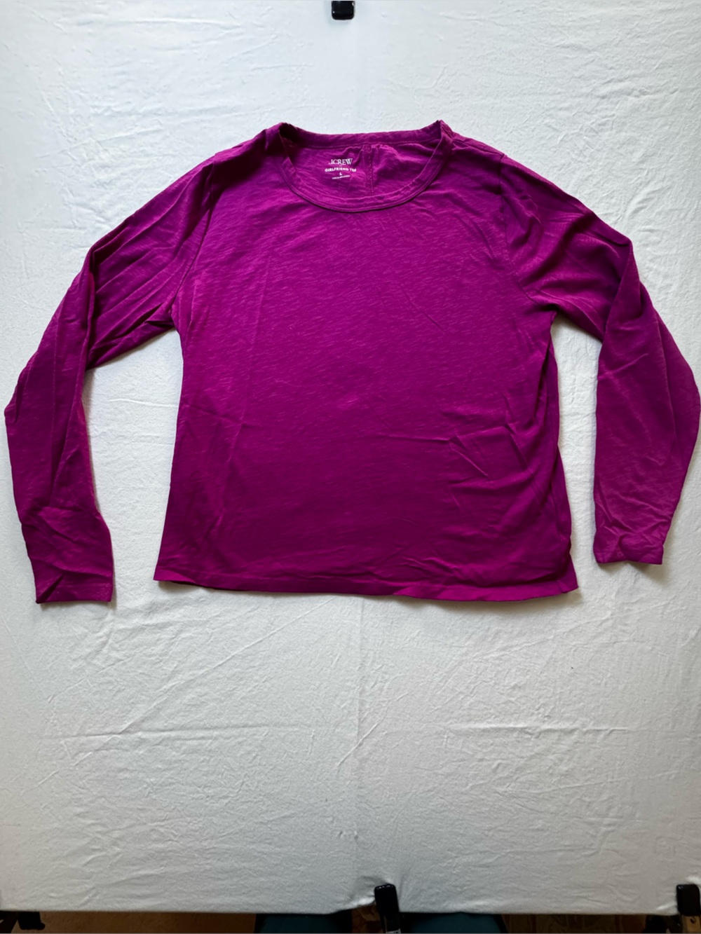 J. Crew Factory Long Sleeve Crewneck Top - Magenta